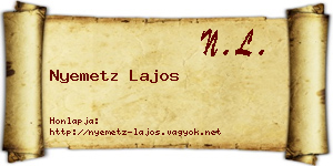 Nyemetz Lajos névjegykártya